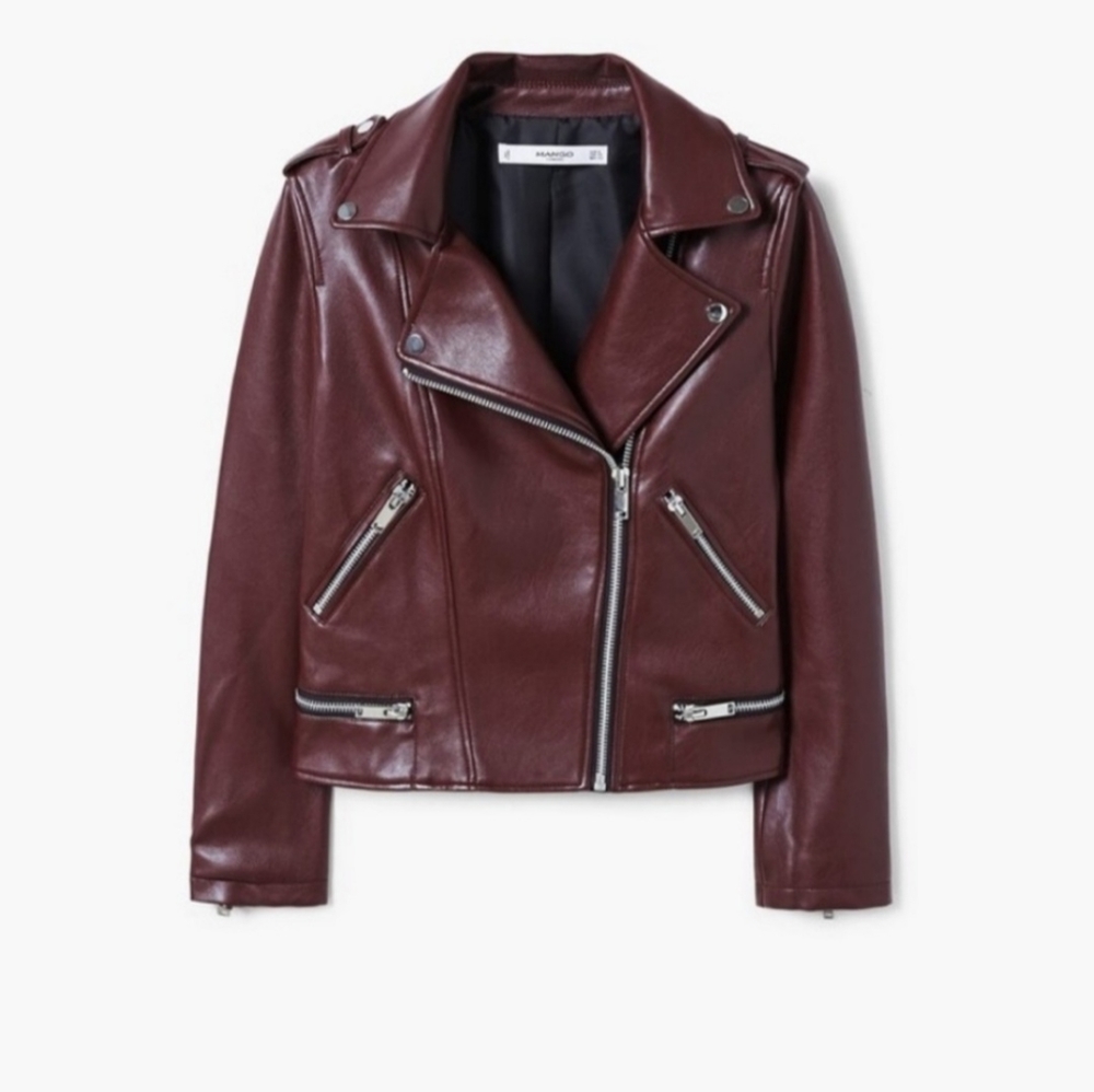 NWT MANGO Faux Leather Moto Jacket